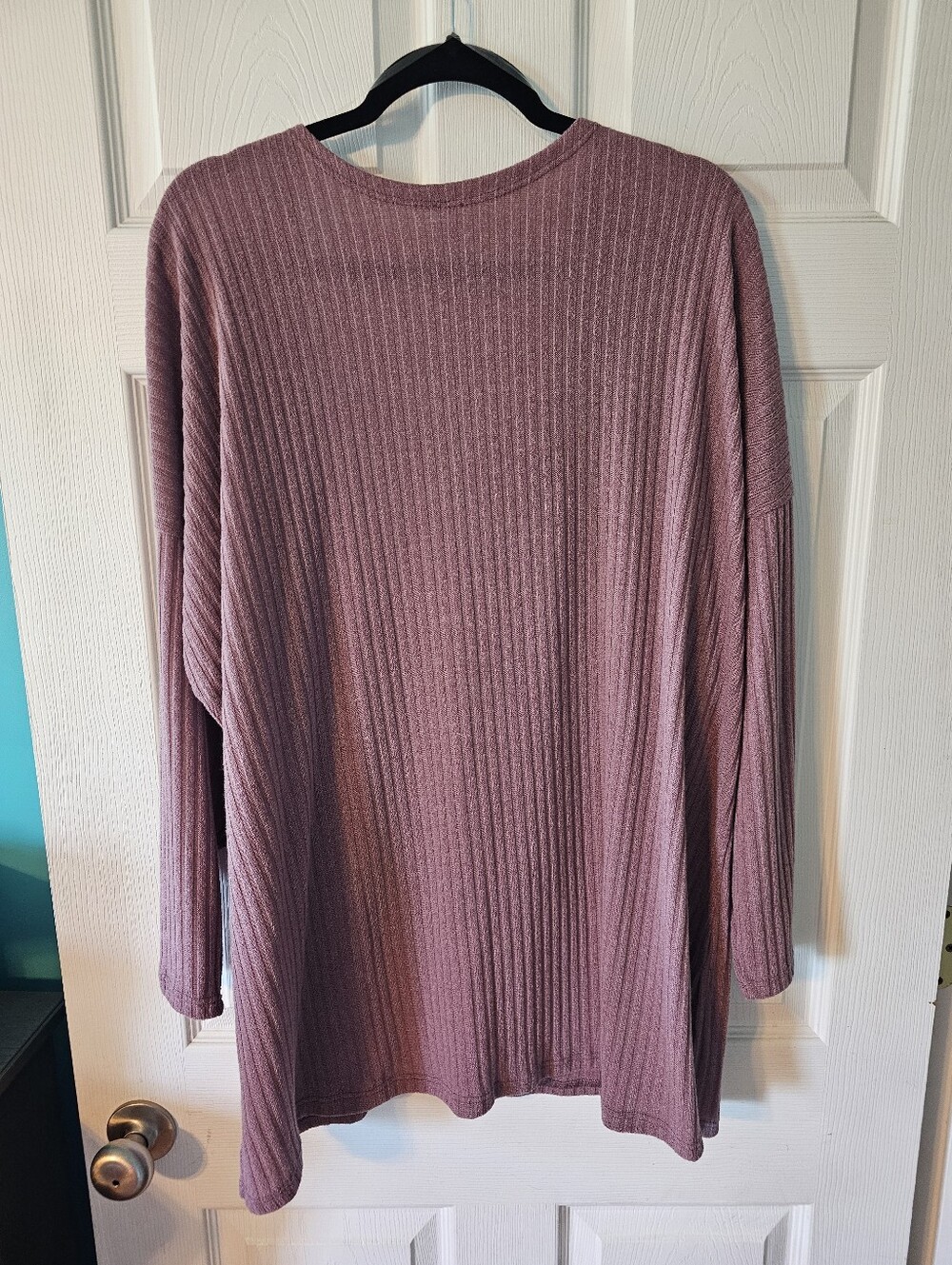 Open-Front Ribbed Cardigan Sweater - Dusty Mauve XL Dear Scarlett - Picture 4 of 4